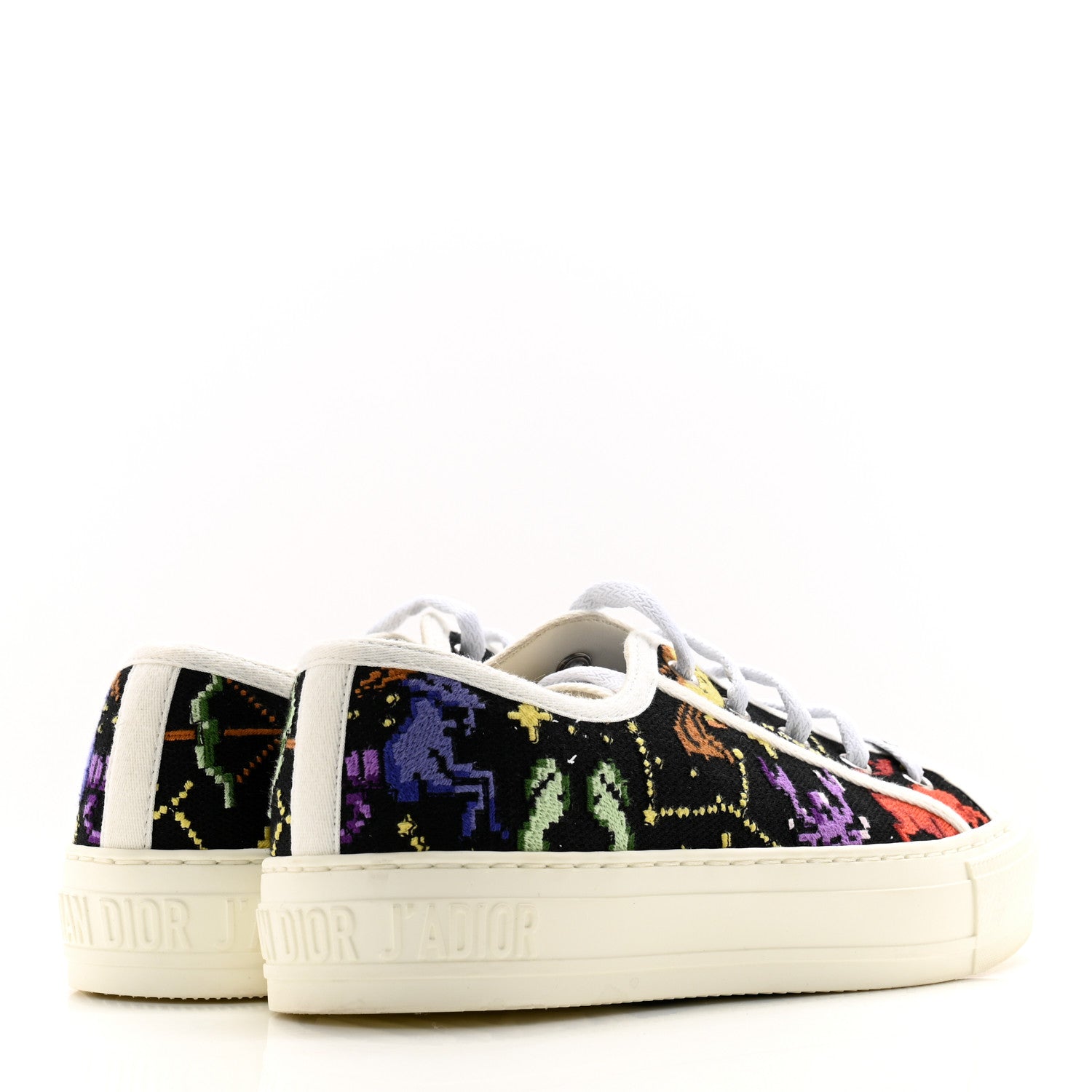 Christian Dior Canvas Zodiac Pixel Embroidered Womens Walk'N'Dior Low Top Sneakers 35 White Multicolor 4 of 11