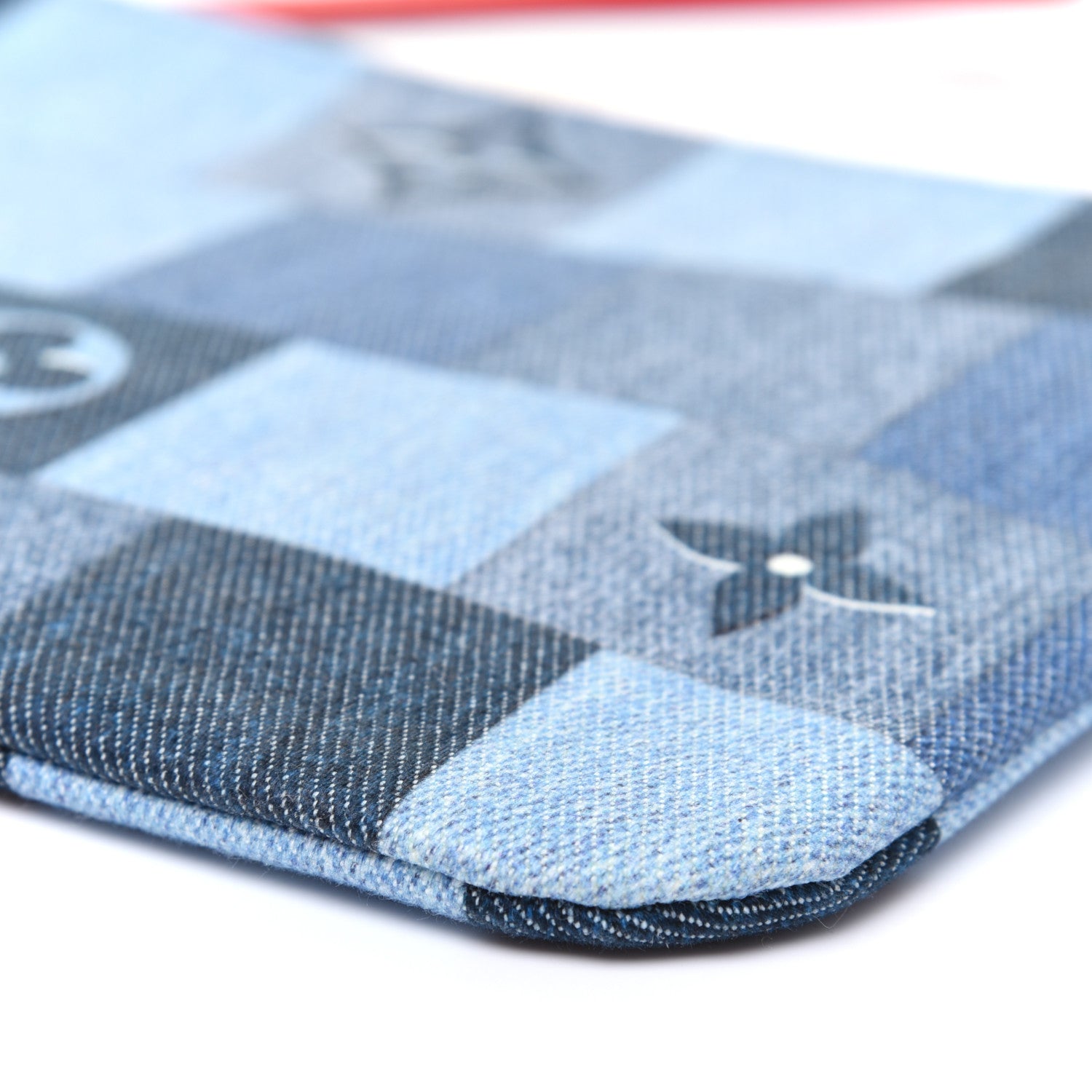 Louis Vuitton Denim Damier Monogram Patchwork Neverfull MM Pochette Blue Rouge 7 of 11