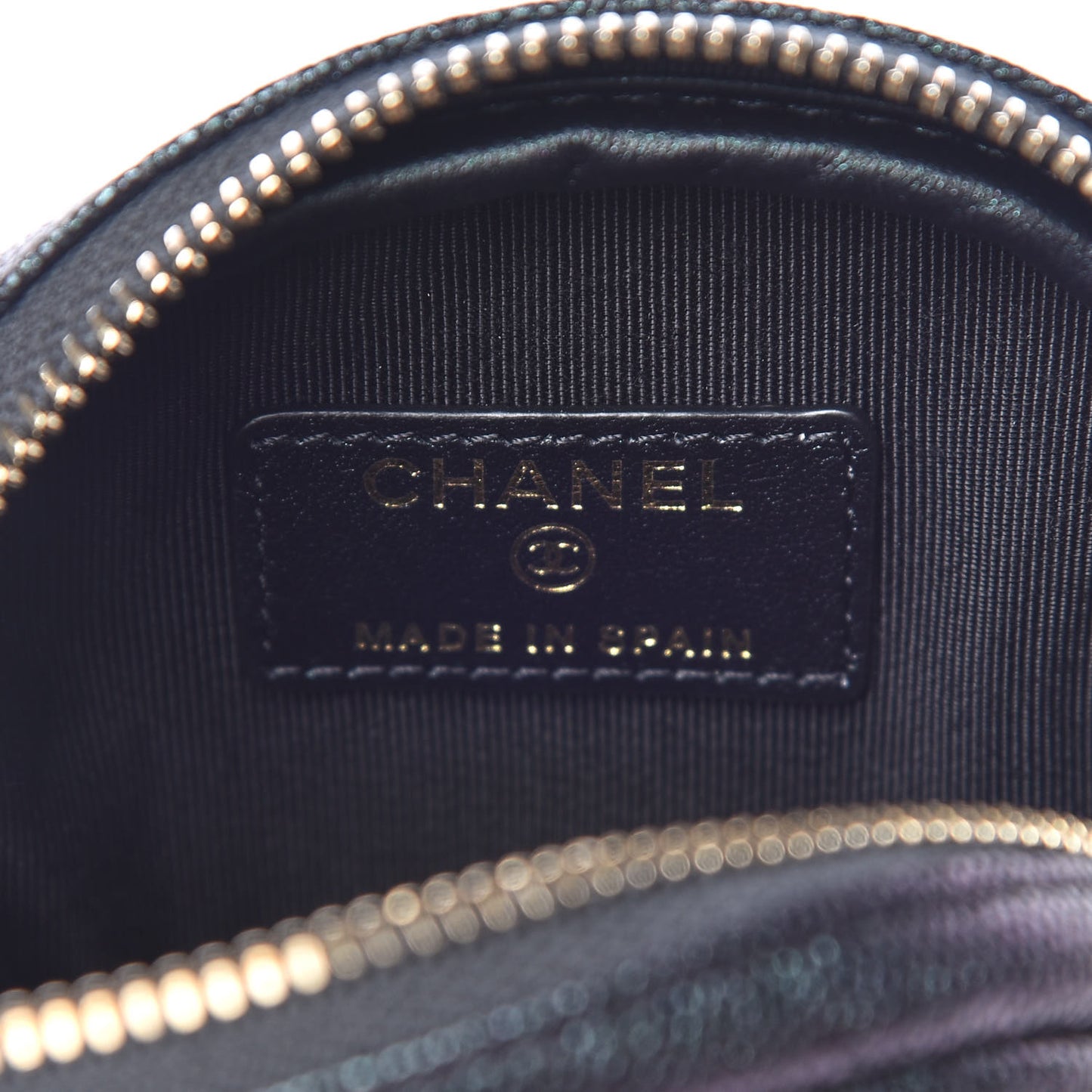 Iridescent Caviar Quilted Zip Around Classic Coin Purse Black