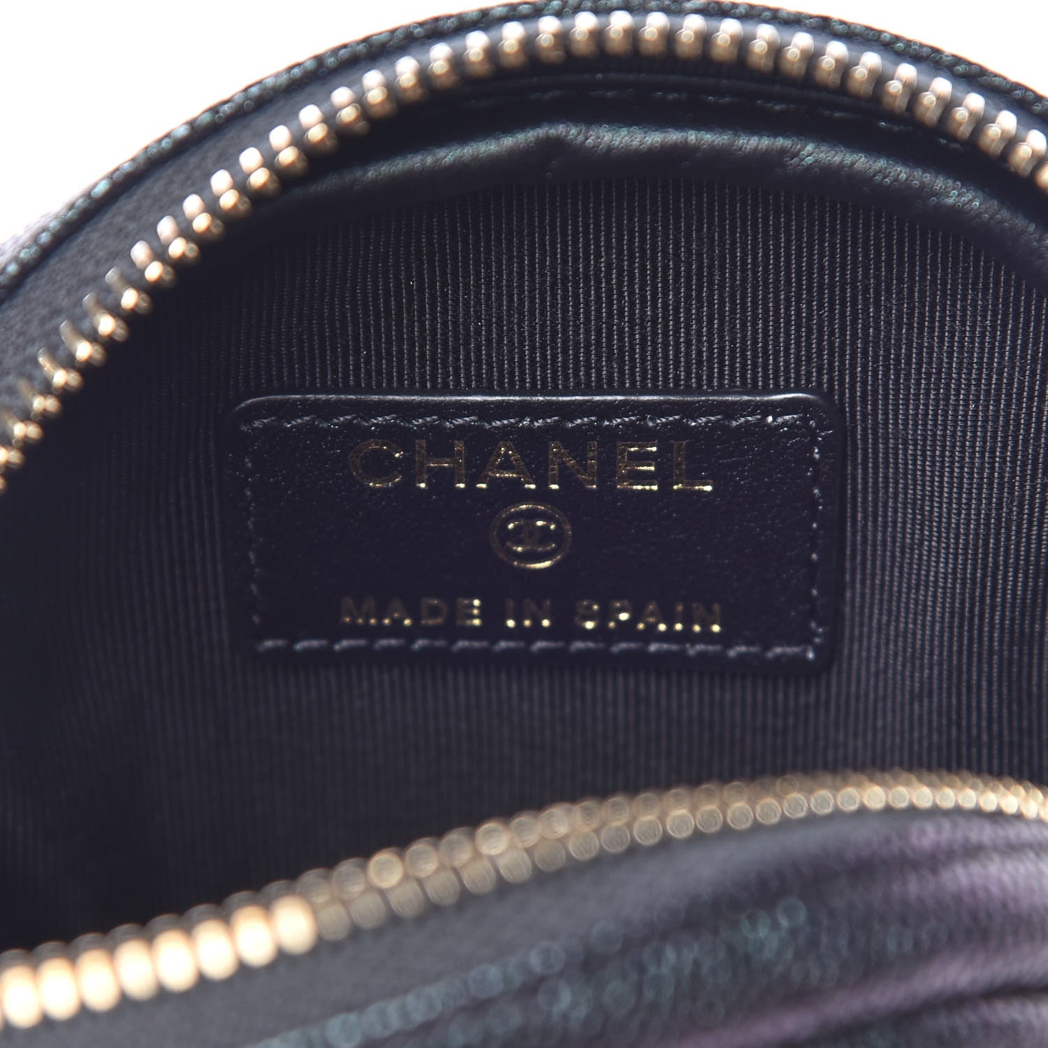 Chanel Iridescent Caviar Quilted Zip Around Classic Coin Purse Black 6 of 8