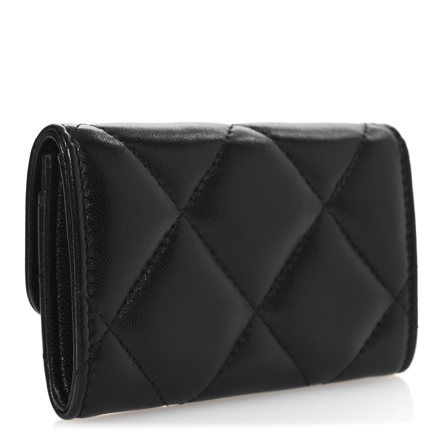 Chanel Lambskin Quilted Chanel 19 Flap Card Holder Black 3 of 9