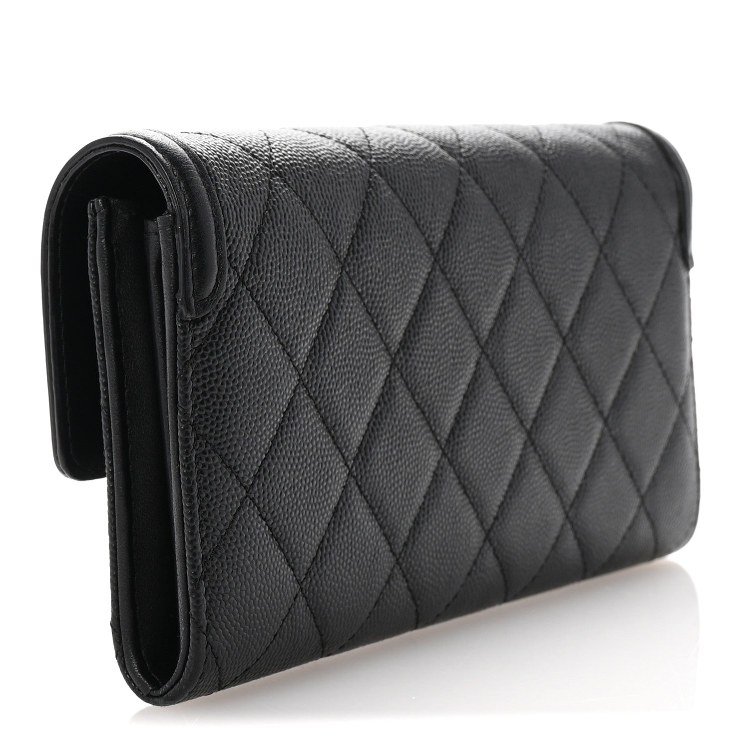 Chanel Caviar Quilted Filigree Large Gusset Flap Wallet Black 3 of 8