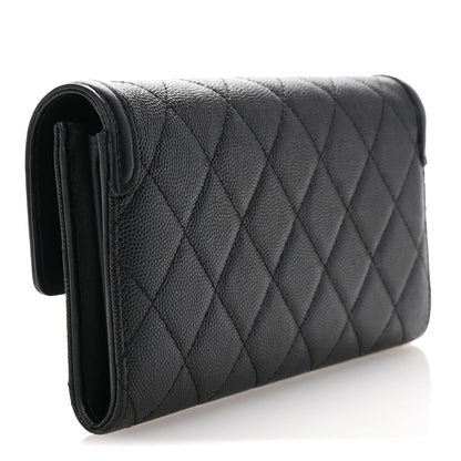 Chanel Caviar Quilted Filigree Large Gusset Flap Wallet Black 3 of 8