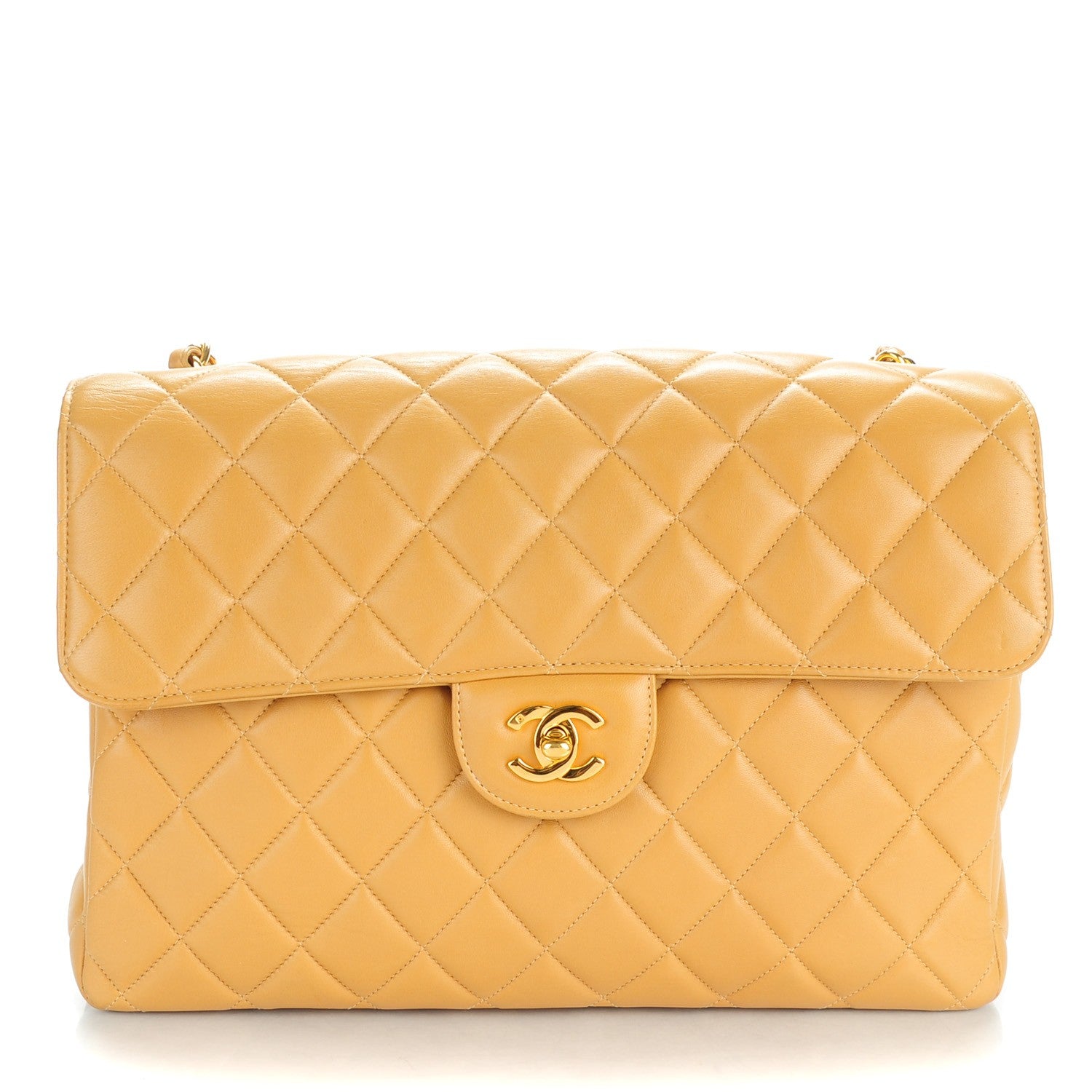 Chanel Lambskin Quilted Jumbo Single Flap Beige 1 of 9