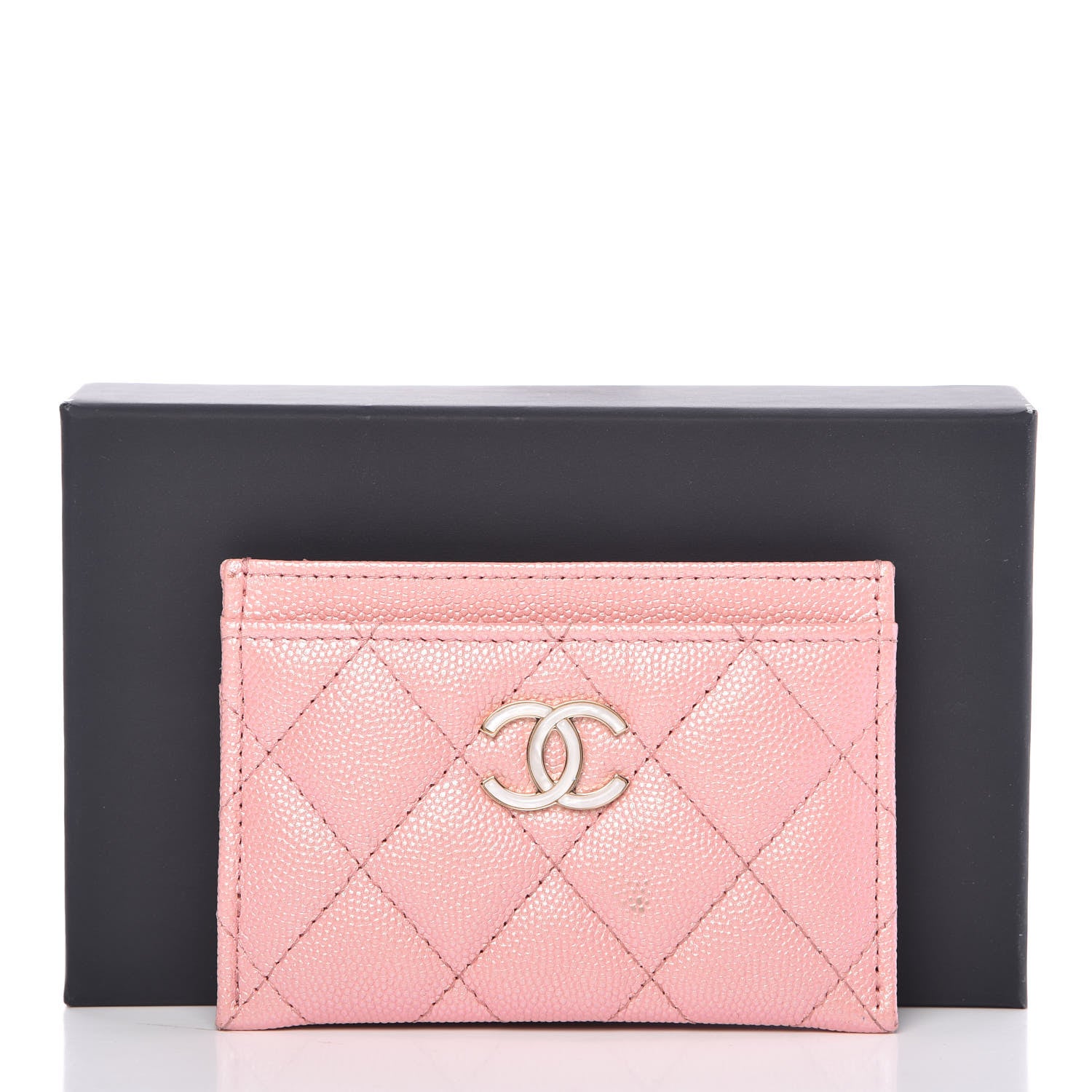 Chanel Iridescent Caviar Quilted Card Holder Rose Pink 13 of 13