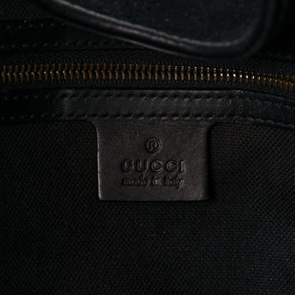 Gucci Nubuck Brocade Medium Soft Stirrup Shoulder Bag Black 8 of 18