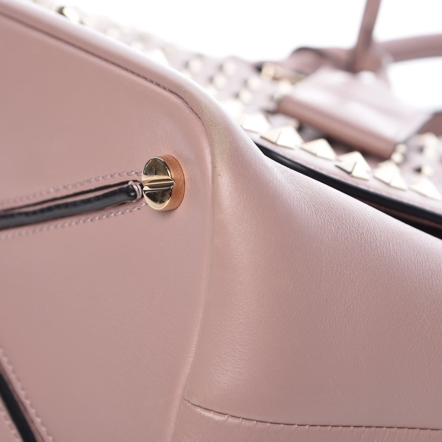Valentino Garavani Calfskin Small Rockstud All Over Demilune Double Handle Satchel Lipstick 14 of 17