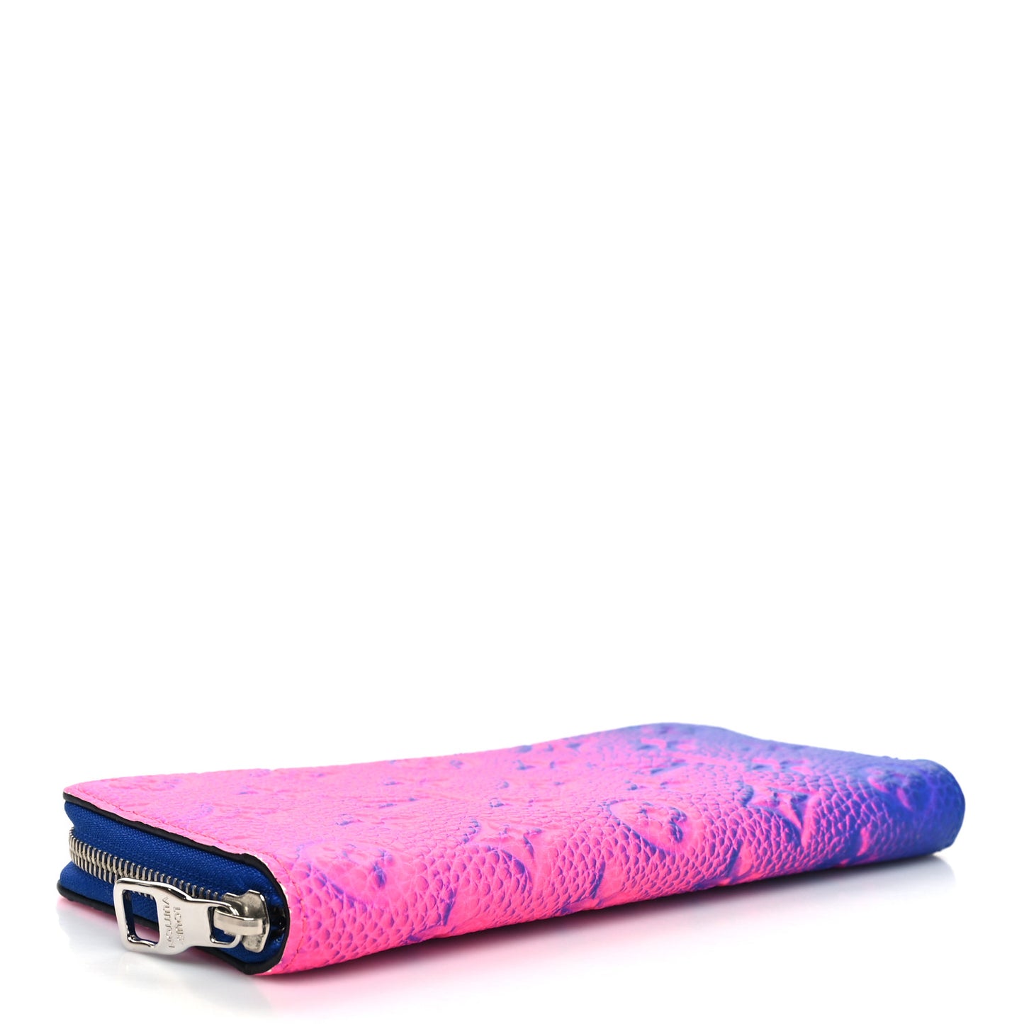 Taurillon Illusion Zippy Vertical Wallet Bleu Rose