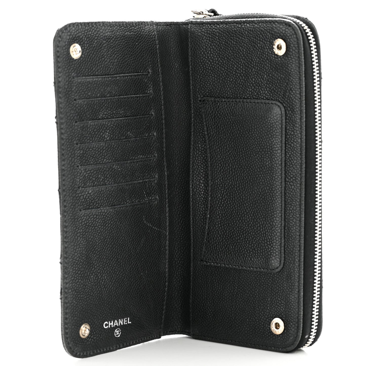 Caviar Quilted Stitched Outdoor Ligne Wallet Black