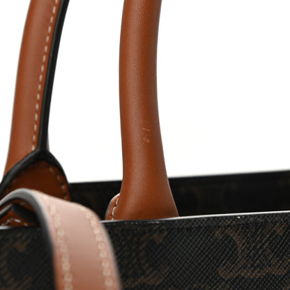 Celine Triomphe Canvas Calfskin Small Vertical Cabas Tan 9 of 9