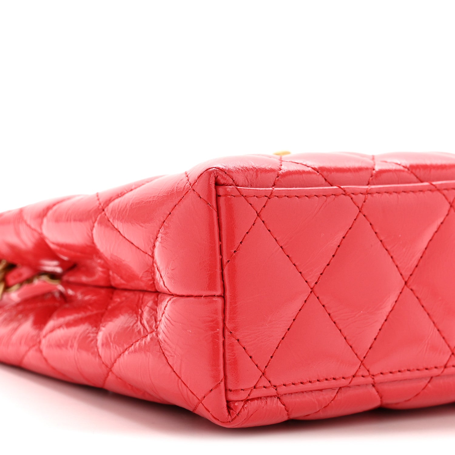 Chanel Shiny Aged Calfskin Quilted Nano Kelly Shopper Red 9 of 13