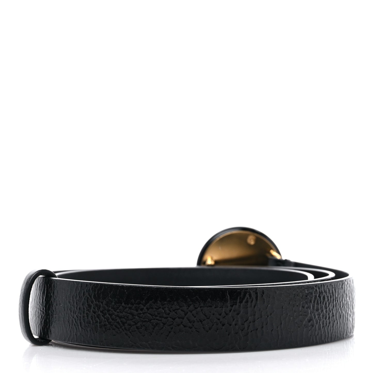 Glazed Calfskin CC Medallion Belt 80 32 Black