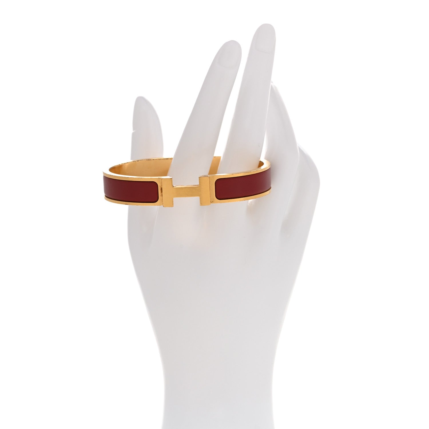 Hermes Matte Enamel Narrow Clic Clac HH Bracelet T4 Rouge H 2 of 5
