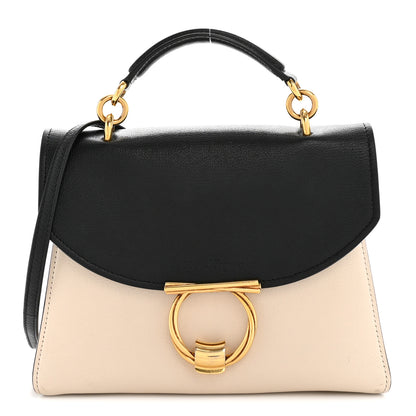 Salvatore Ferragamo Calfskin Small Margot Top Handle Satchel Bone Black 1 of 13