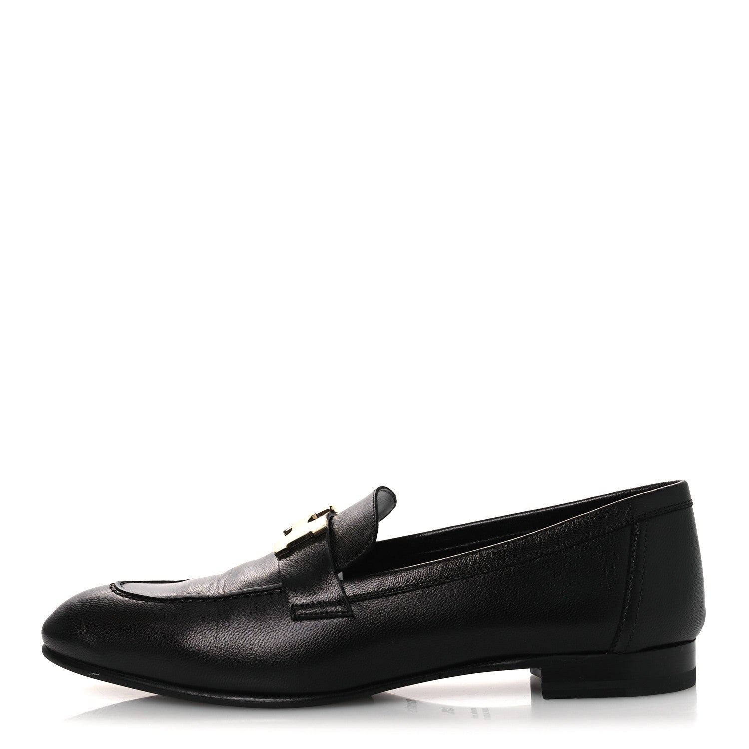 Hermes Goatskin Womens Paris Loafers 39.5 Black 1 of 12