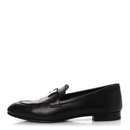 Hermes Goatskin Womens Paris Loafers 39.5 Black 1 of 12