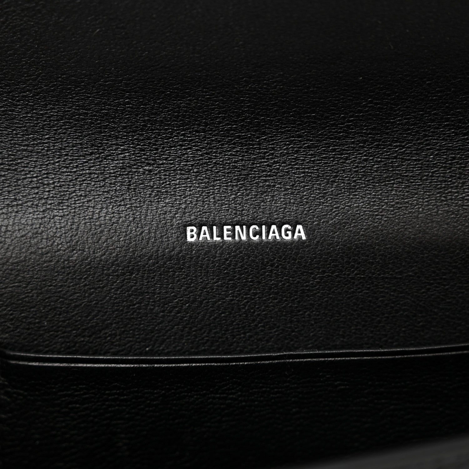 Balenciaga Grained Calfskin Logo Cash Phone Holder Wallet On Chain Black White 6 of 11