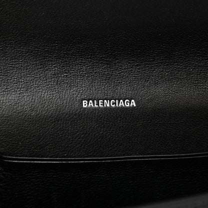 Balenciaga Grained Calfskin Logo Cash Phone Holder Wallet On Chain Black White 6 of 11