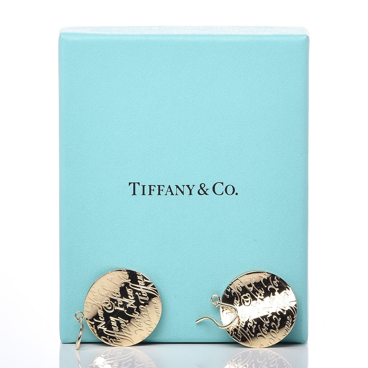 18K Yellow Gold Large Notes Round Drop Earrings