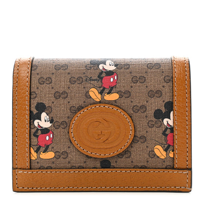 Gucci X DISNEY Mini Vintage GG Supreme Monogram Mickey Mouse Card Holder Wallet Beige Vintage Sun Oil 1 of 8