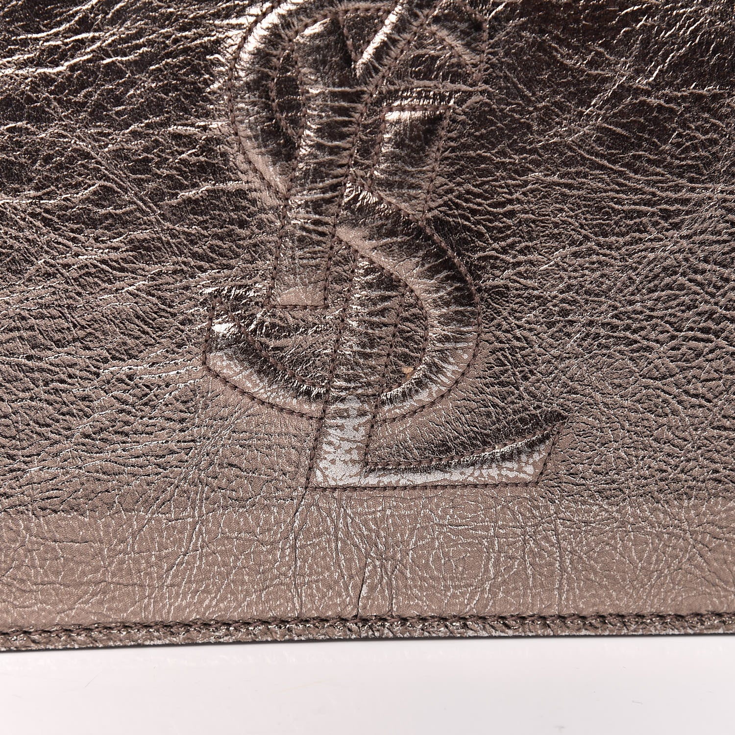 Saint Laurent Metallic Calfskin Monogram Large Belle De Jour Clutch Gold 11 of 11