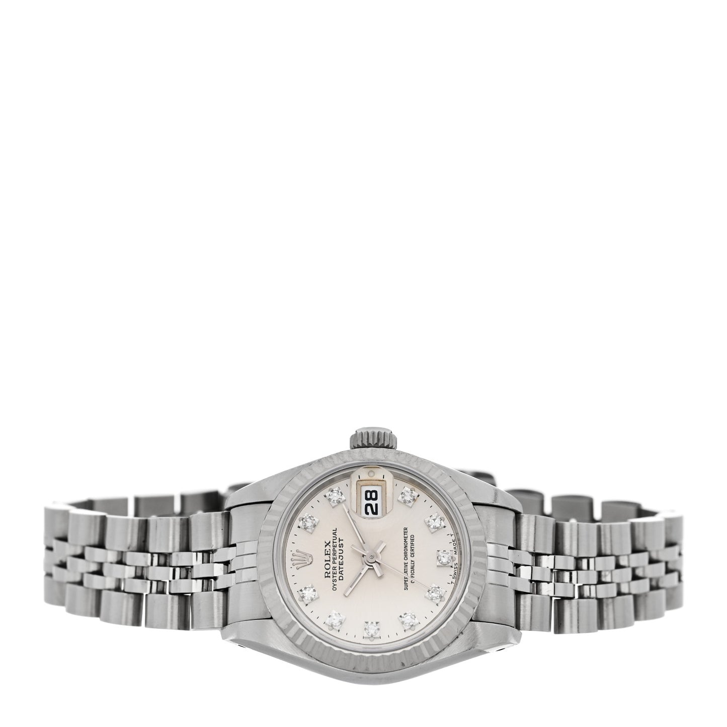 Stainless Steel 18K White Gold Diamond 26mm Oyster Perpetual Datejust Watch Silver 69174