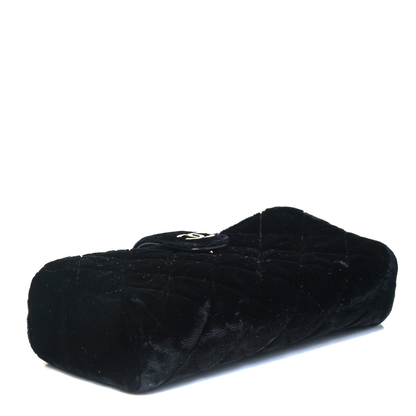 Velvet Quilted Small Clutch With Chain Black