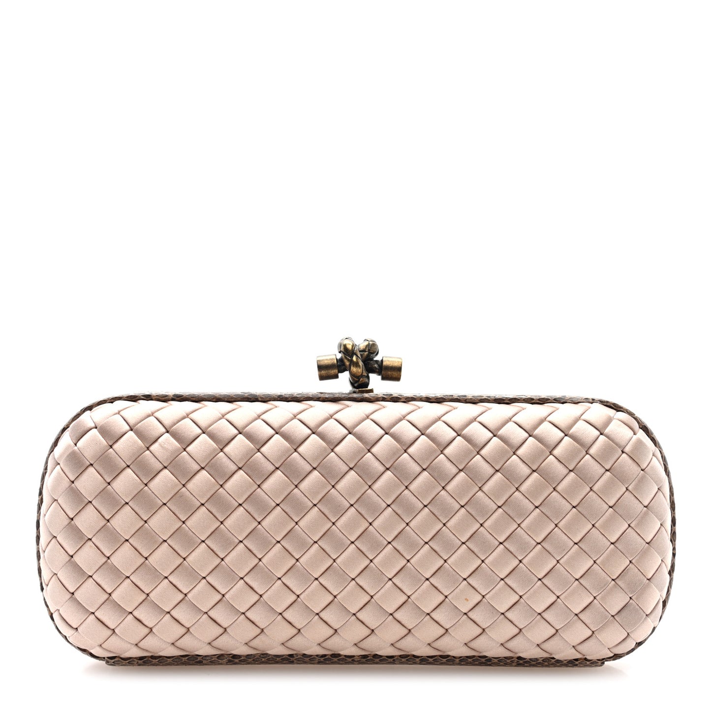 Satin Ayers Intrecciato Stretch Knot Clutch Nude