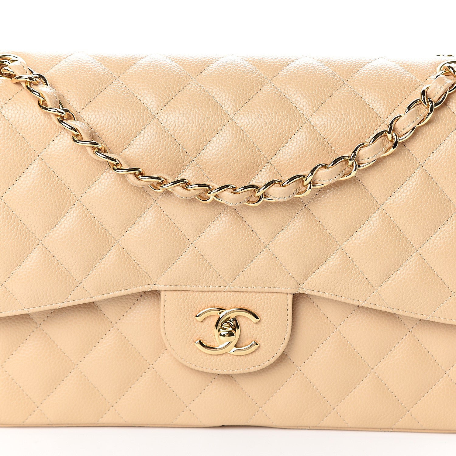 Chanel Caviar Quilted Jumbo Double Flap Beige Clair 7 of 9
