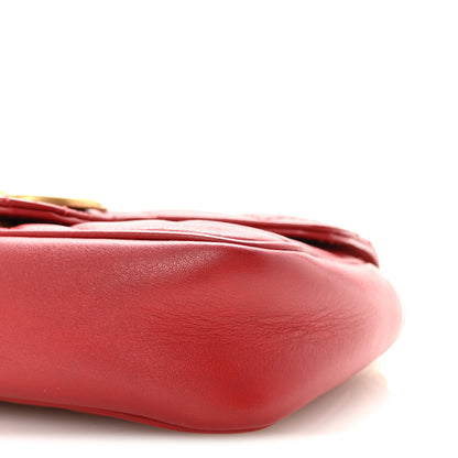 Gucci Calfskin Matelasse Super Mini GG Marmont Shoulder Bag Hibiscus Red 10 of 10