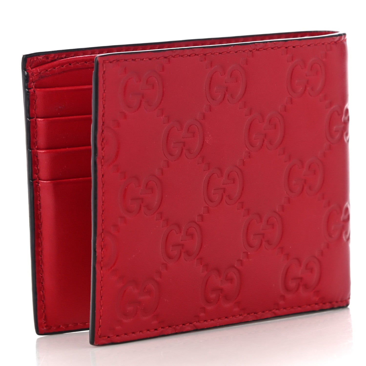 Gucci Guccissima Bi-Fold Wallet Red 3 of 10