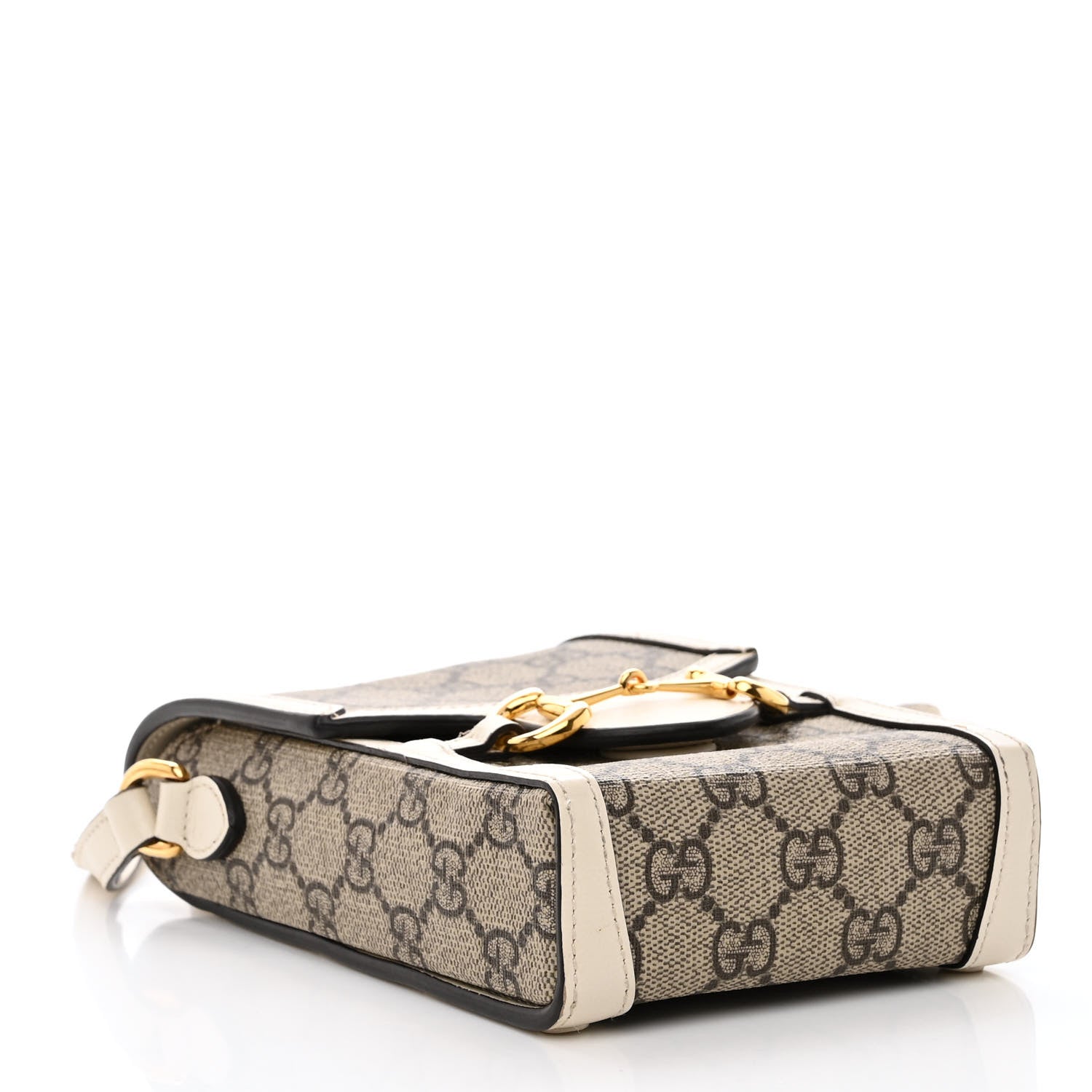 Gucci GG Supreme Monogram Azalea Calfskin Mini Horsebit 1955 Crossbody Bag Beige Ebony Mystic White 4 of 9