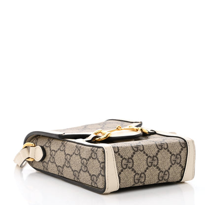 Gucci GG Supreme Monogram Azalea Calfskin Mini Horsebit 1955 Crossbody Bag Beige Ebony Mystic White 4 of 9