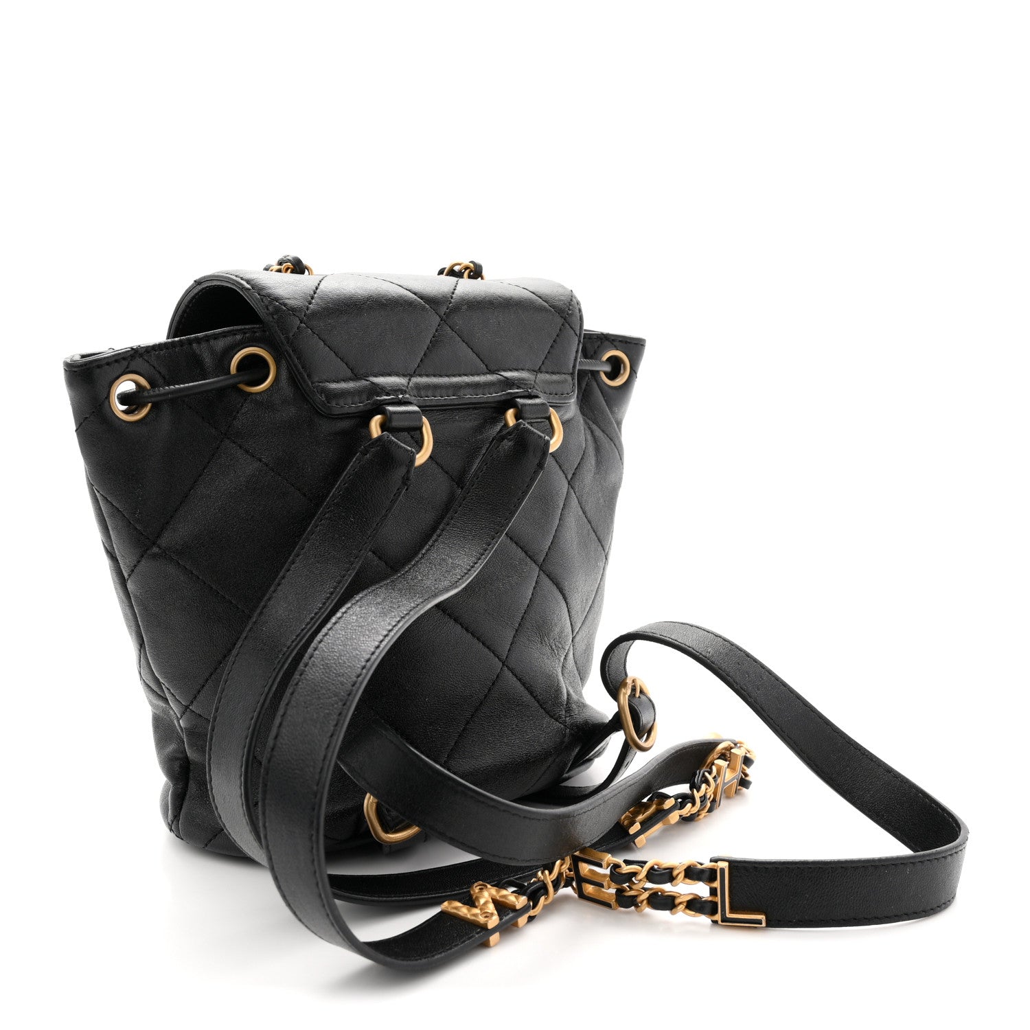 chanel mini leather backpack Black Lambskin CC Mania tone hardware CHANEL 24C MINI BACKPACK, Black/Gold