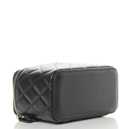 Chanel Lambskin Quilted Small Top Handle Vanity Case With Chain Black 4 of 11
