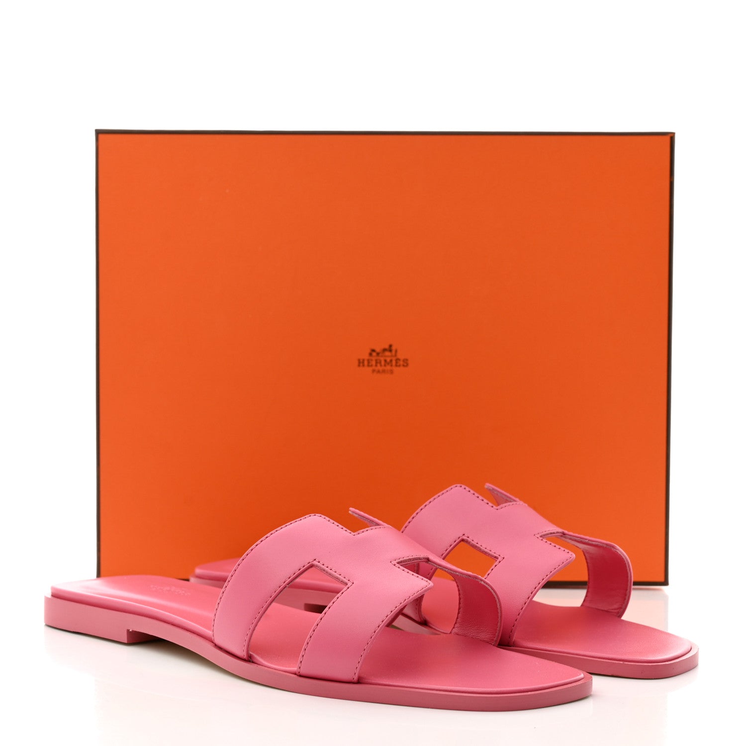 Hermes Box Calfskin Oran Sandals 41 Rose Petale 9 of 9