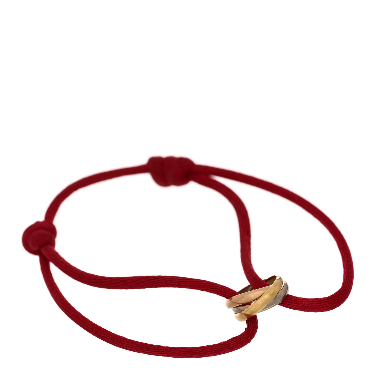 18K Pink Yellow White Gold Trinity Cord Bracelet Red