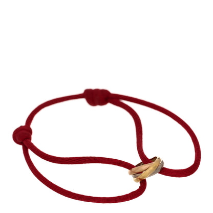 Cartier 18K Pink Yellow White Gold Trinity Cord Bracelet Red 1 of 4