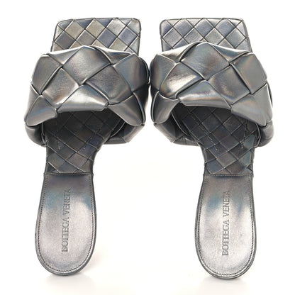 Bottega Veneta Laser Nappa Maxi Intrecciato Lido 90mm Mule Sandals 38.5 Oyster 2 of 8
