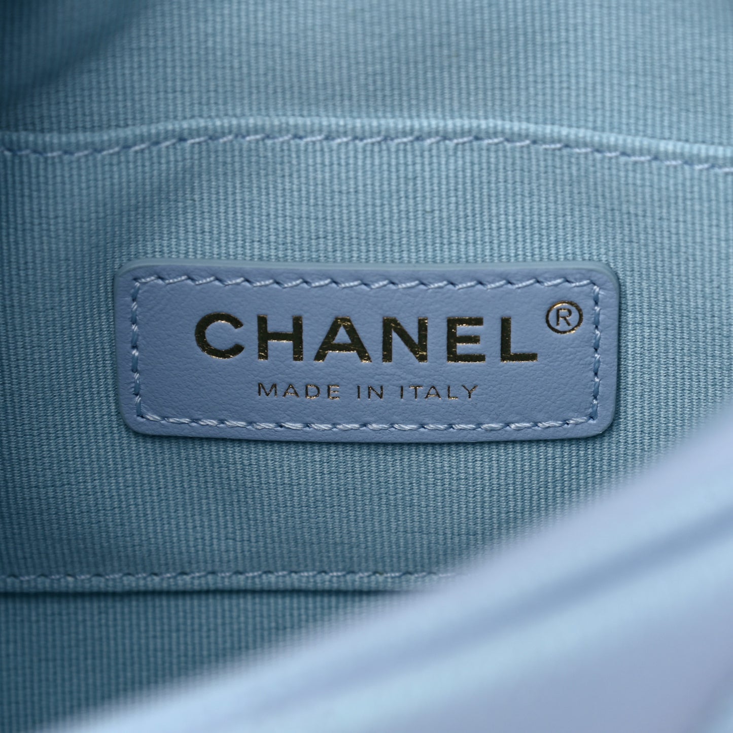 Iridescent Caviar Quilted Mini My Perfect Camera Case Light Blue