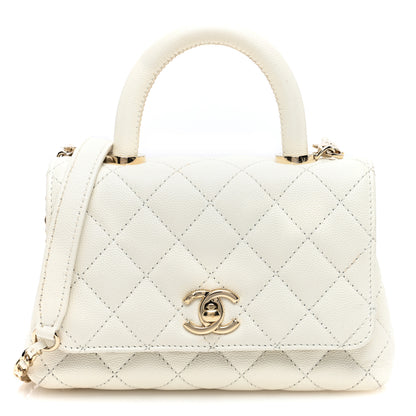 Chanel Caviar Quilted Extra Mini Coco Handle Flap White 1 of 10