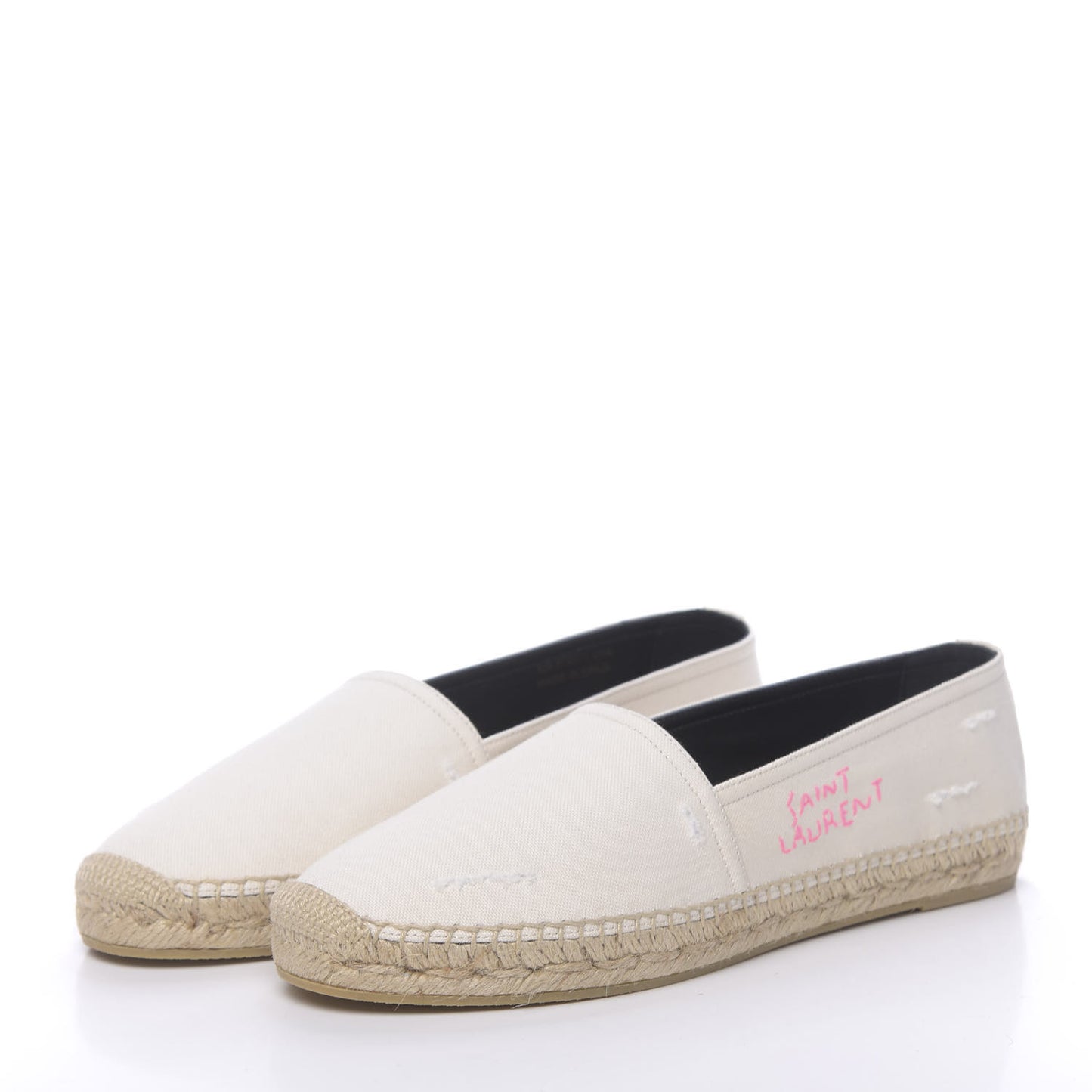 Canvas Elba Logo Embroidered Espadrilles 41.5 Panna