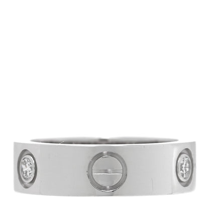 Cartier 18K White Gold 3 Diamond 5.5mm LOVE Ring 50 5.25 3 of 4
