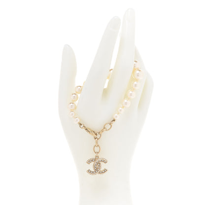 Chanel Graduated Pearl Crystal CC Bracelet Gold 2 of 6