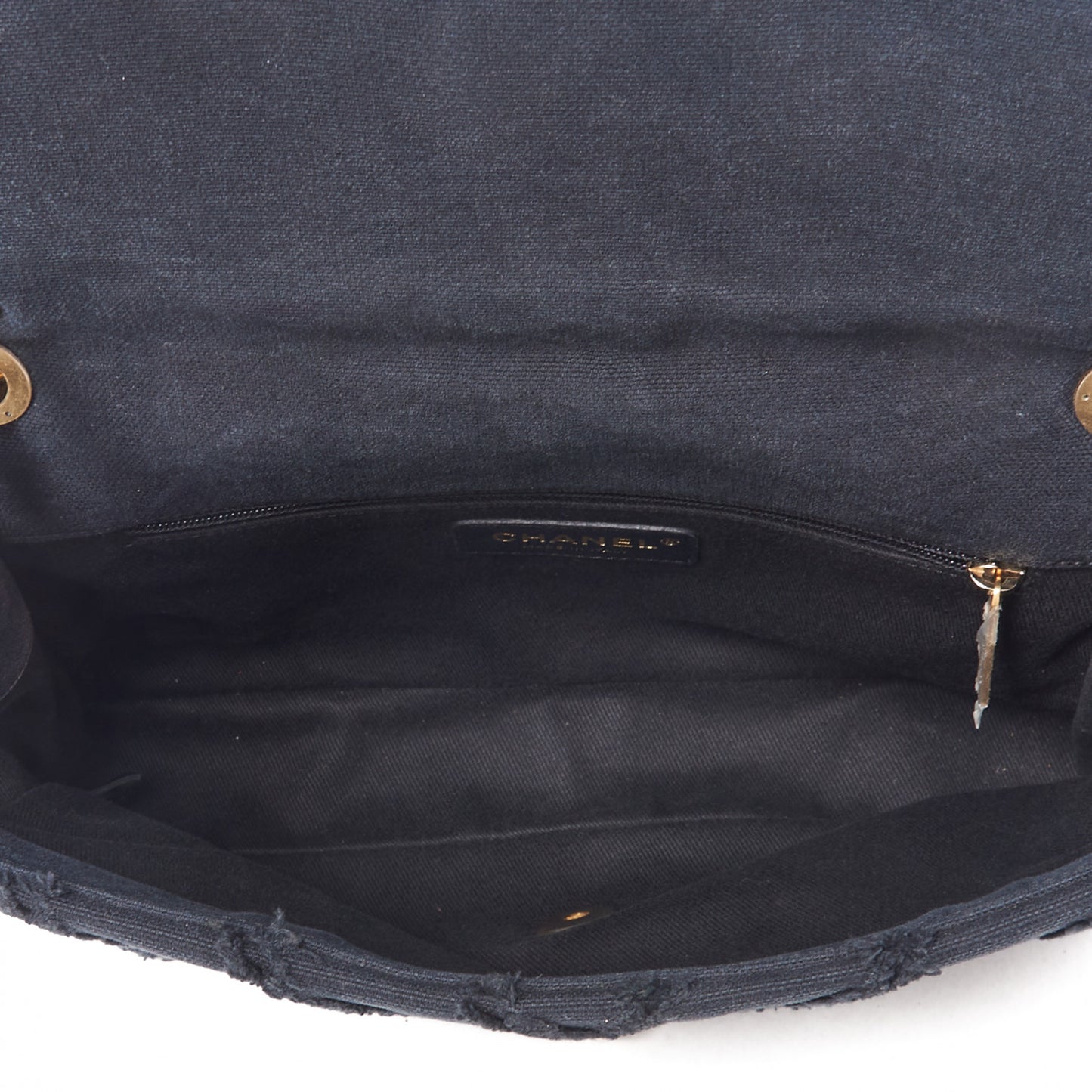 Canvas Chevron Cuba Patchwork Medium Single Flap Navy