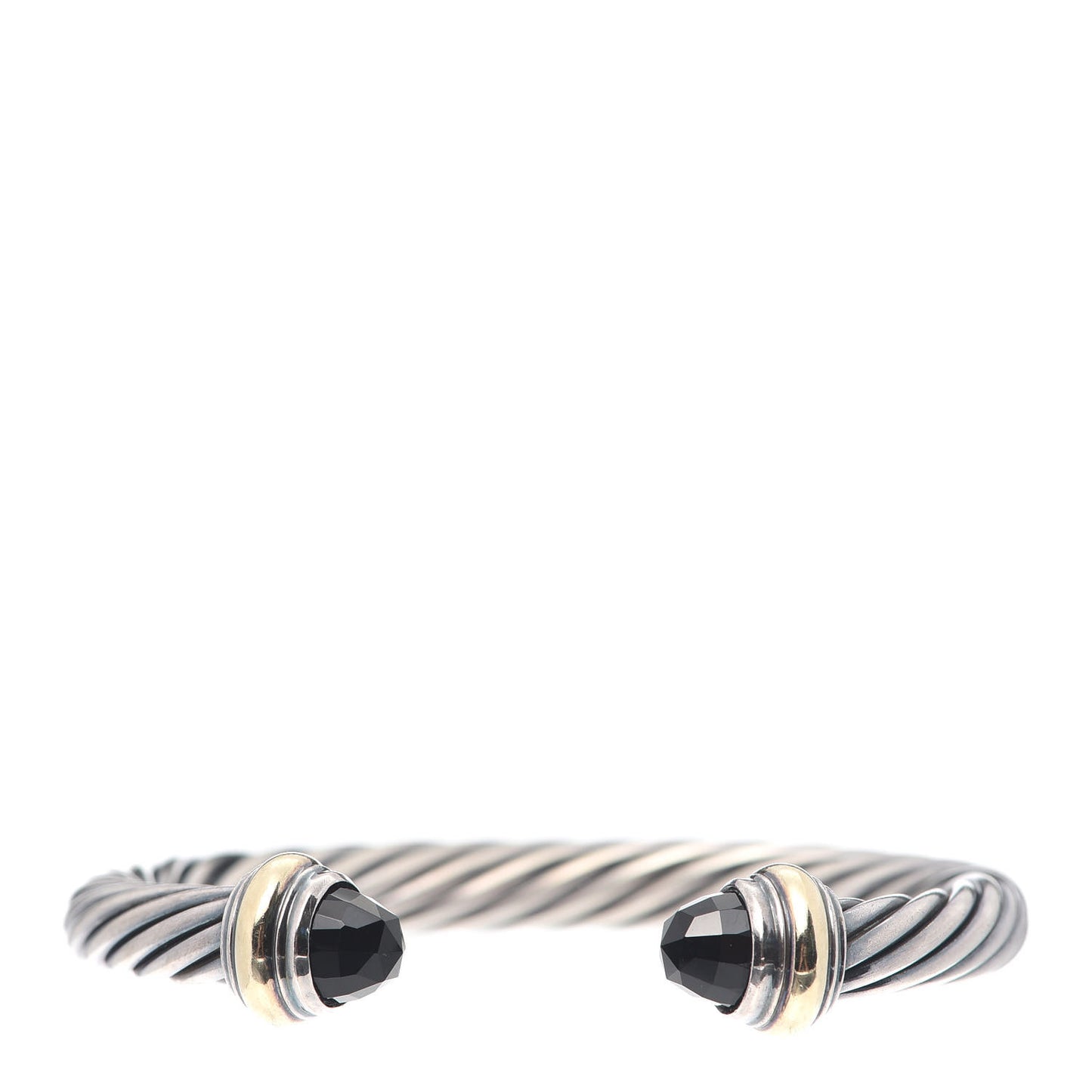 Sterling Silver 14K Yellow Gold Black Onyx 7mm Cable Classics Bracelet