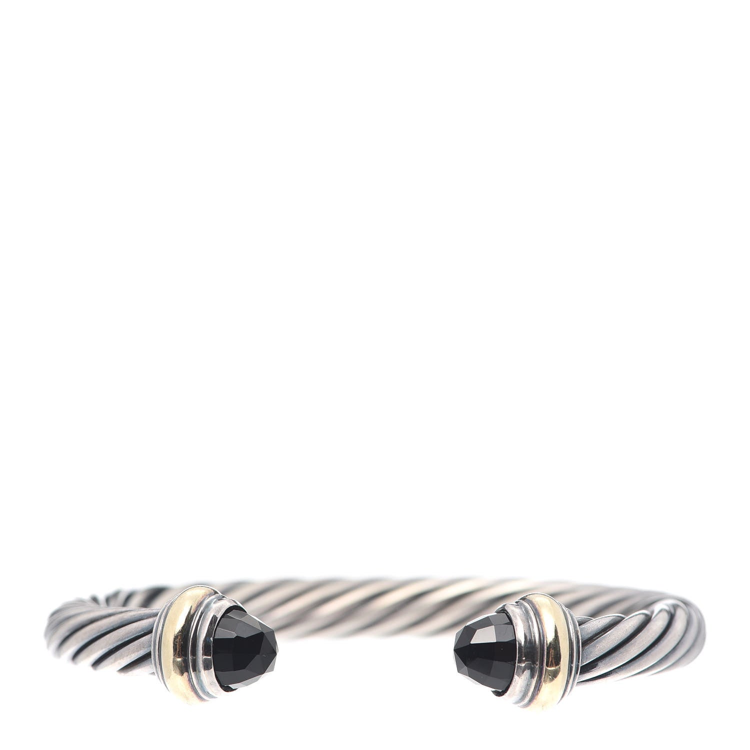 David Yurman Sterling Silver 14K Yellow Gold Black Onyx 7mm Cable Classics Bracelet 1 of 5