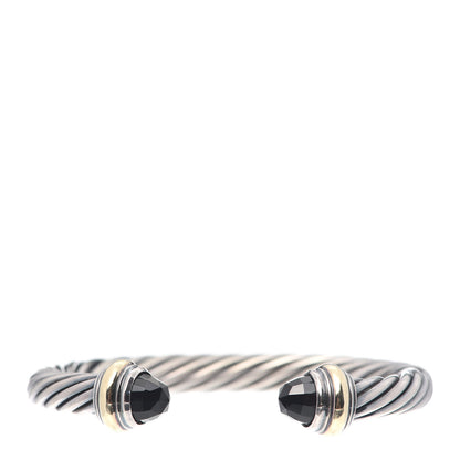 David Yurman Sterling Silver 14K Yellow Gold Black Onyx 7mm Cable Classics Bracelet 1 of 5