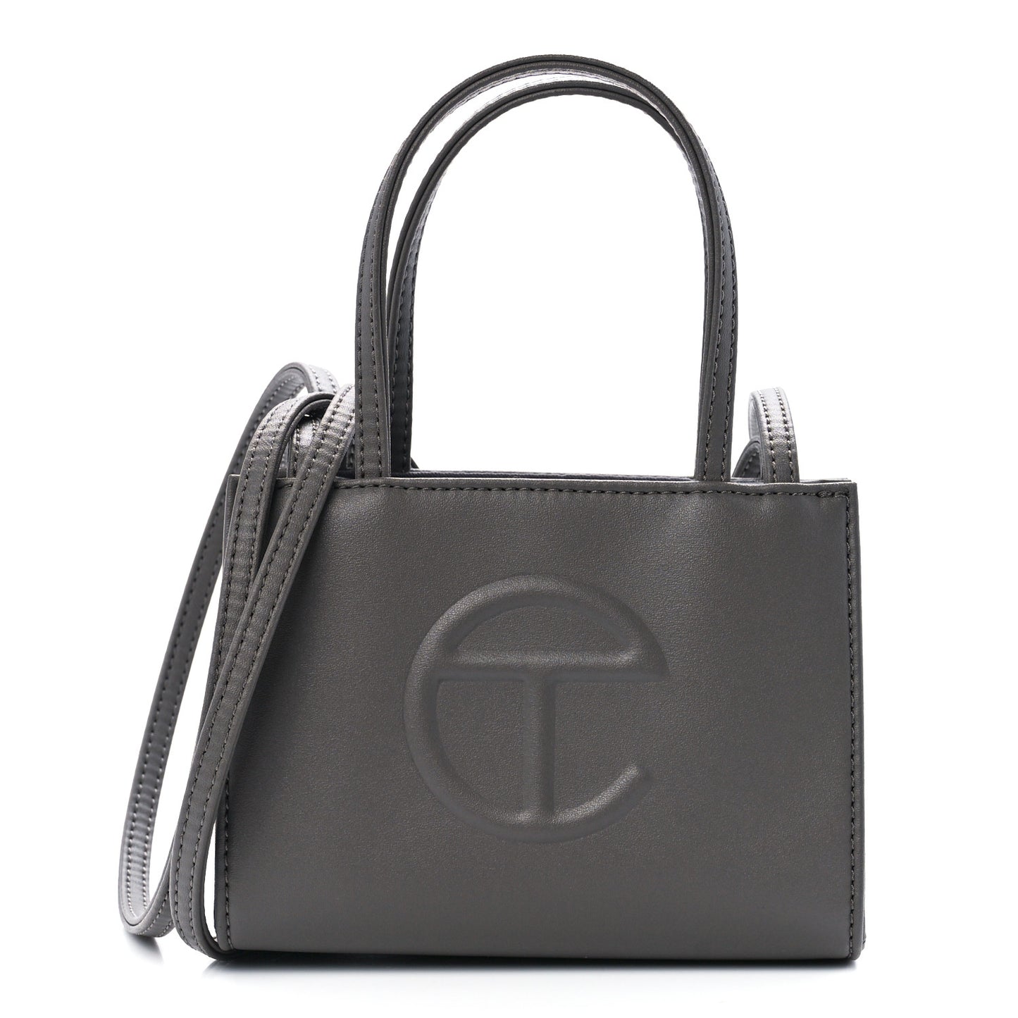 Vegan Leather Small Shopping Bag Grey
