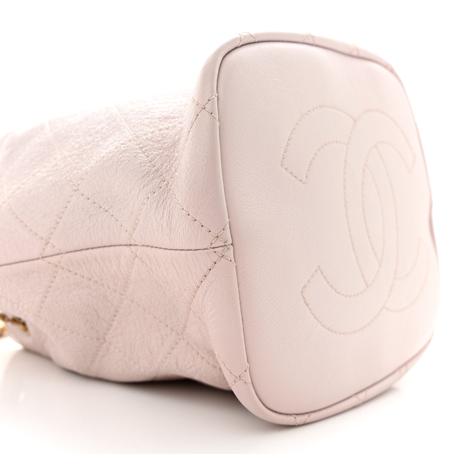 Chanel Shiny Lambskin Quilted Fashion Therapy Bucket Drawstring Bag Light Pink 9 of 12